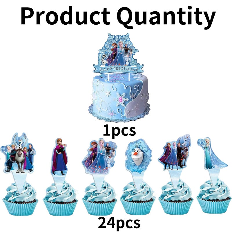 Fnjoe 25 Pcs Anime Cake Toppers, Happy Birthday Party Decorations, Blue Cake Decorations, Cute Party Supplies for Girls - Image 3