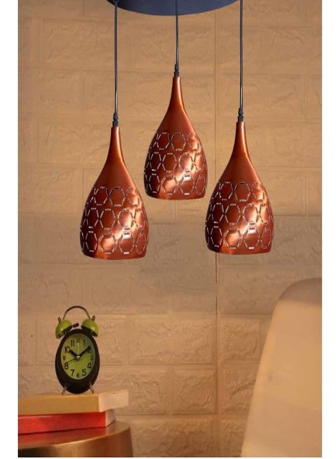 GAUVIK Cluster Hanging THALI Cluster Pendant Light for Restaurant,Bedroom, Living Room and Home Decor Chandelier Ceiling Lamp.Copper - Image 1