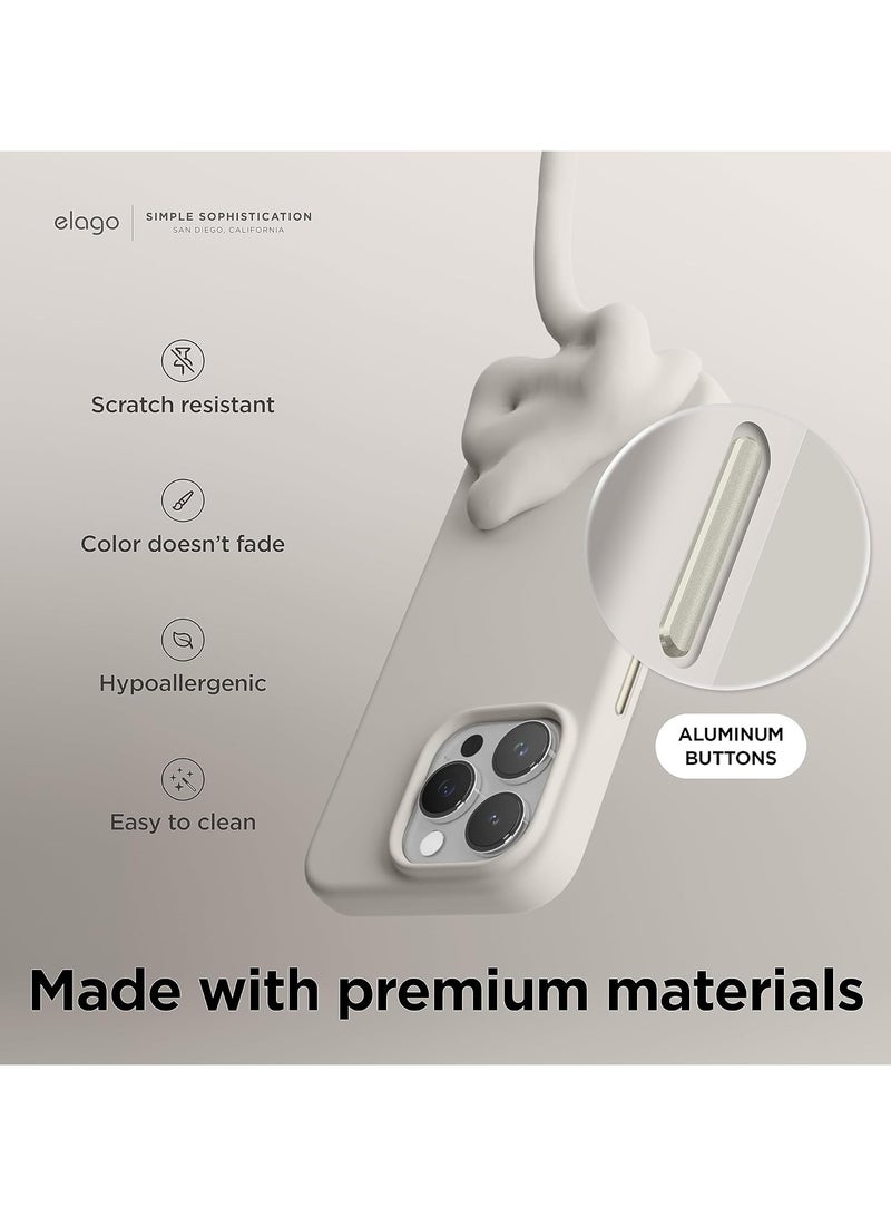 Elago Magnetic Liquid Silicone for iPhone 15 Pro MAX Case Cover with MagSafe Shockproof - Stone  - Image 2