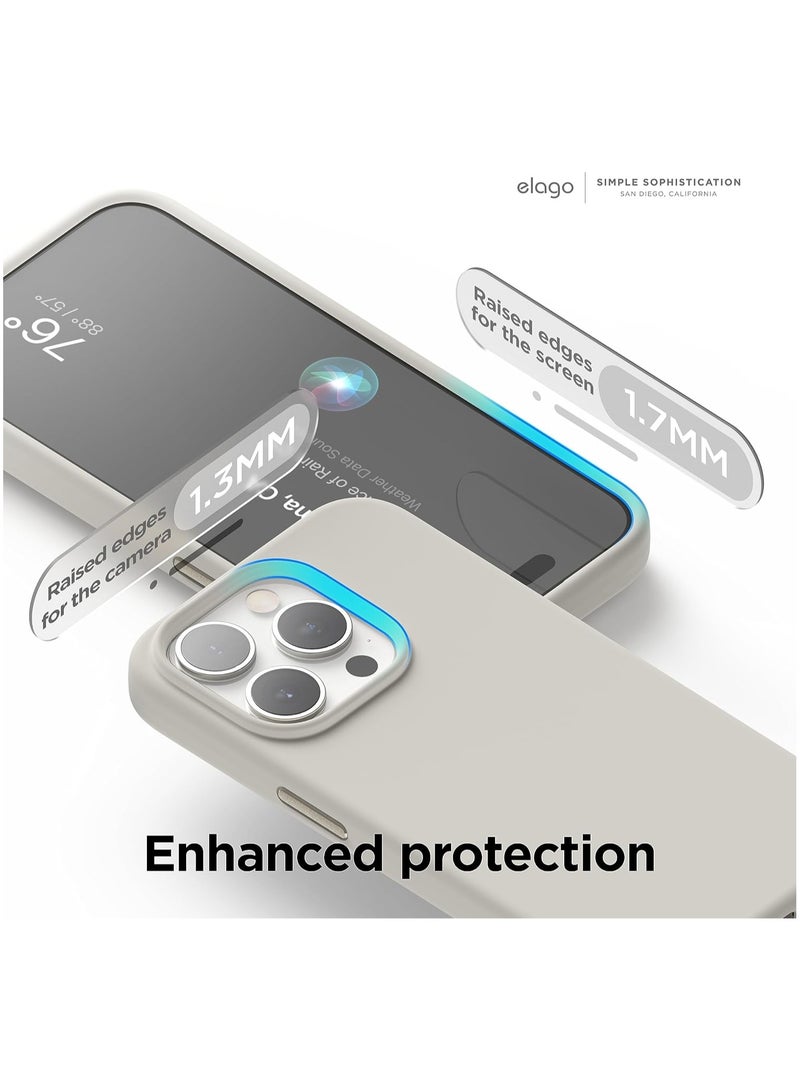 Elago Magnetic Liquid Silicone for iPhone 15 Pro MAX Case Cover with MagSafe Shockproof - Stone  - Image 3
