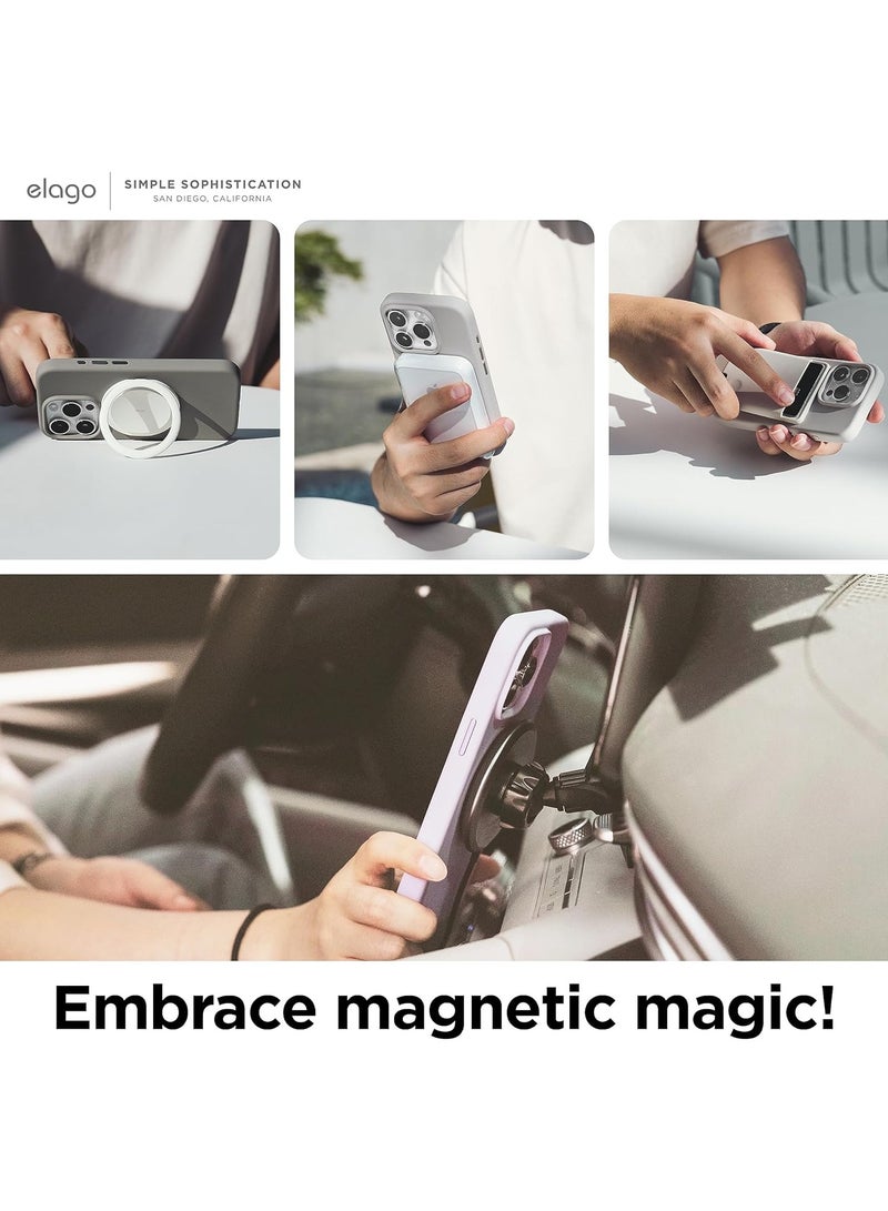Elago Magnetic Liquid Silicone for iPhone 15 Pro MAX Case Cover with MagSafe Shockproof - Stone  - Image 4