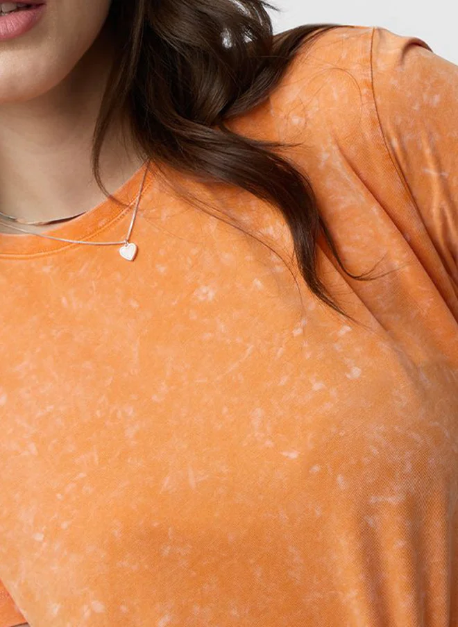 ذا سوليد ستور The Souled Store Women Regular Fit Solid Orange T-Shirt