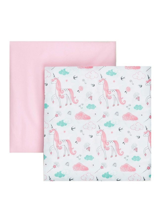 Tadpoles Tadpoles 2-Piece Unicorn Crib Sheets | Collection of 2 Fitted Crib Sheets | Made of 100% Brushed Microfiber Polyester | Soft, Smooth, Breathable & Durable | Ideal for Babies | White & Pink  - Image 1