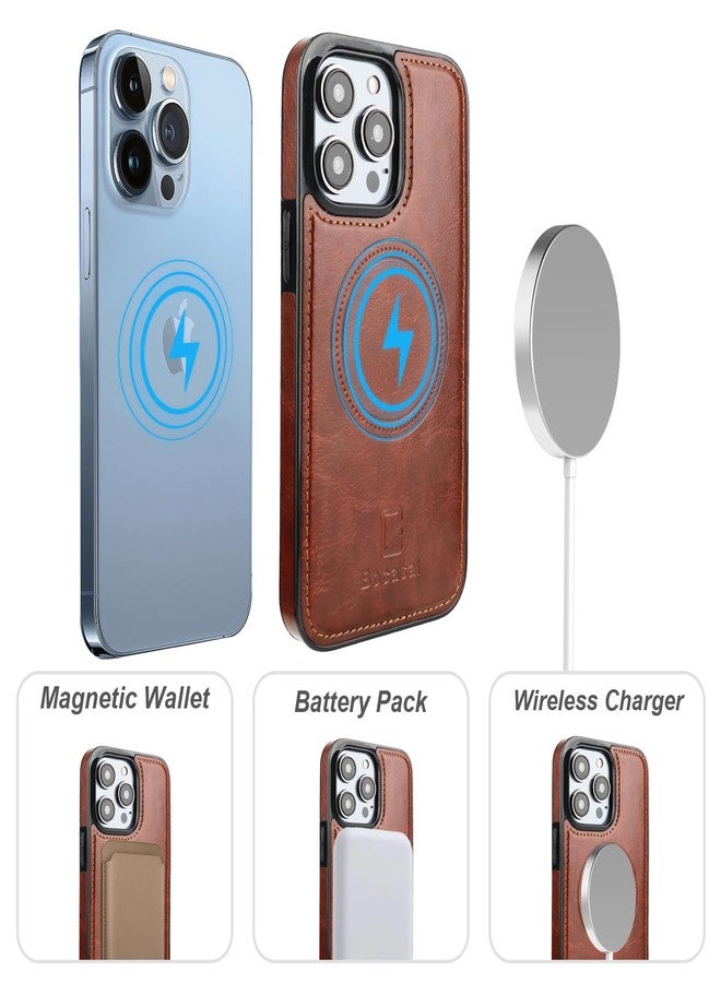 Bocasal for iPhone 14 Pro Max Wallet Case Compatible with MagSafe Wireless Charging, RFID Blocking Magnetic Leather Case with Card Slots Holder Kickstand Detachable Wrist Strap 6.7 Inch (Brown) - Image 4