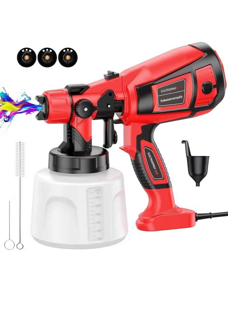 بخاخ طلاء، مسدس رش طلاء HVLP 800 وات، مسدس طلاء كهربائي 1400 مل مع 4 فوهات و3 أنماط، للأثاث، الخزانات، السياج، الجدران، الأبواب، كراسي الحديقة(أحمر) - Image 1