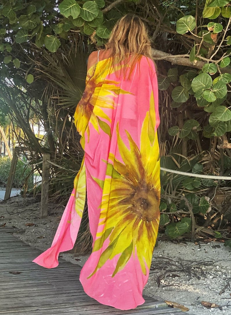 Loquat Floral Print Cardigan Boho Bikini Cover Up Beachwear  - Image 2