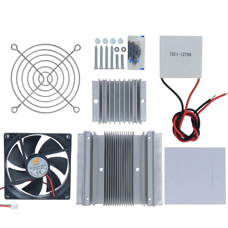 مروحة تبريد بيلتيير الحرارية الكهروحرارية DC 12V، مبرد، براغي، نظام تبريد للشبكة، مجموعة DIY (مع بيلتيير)