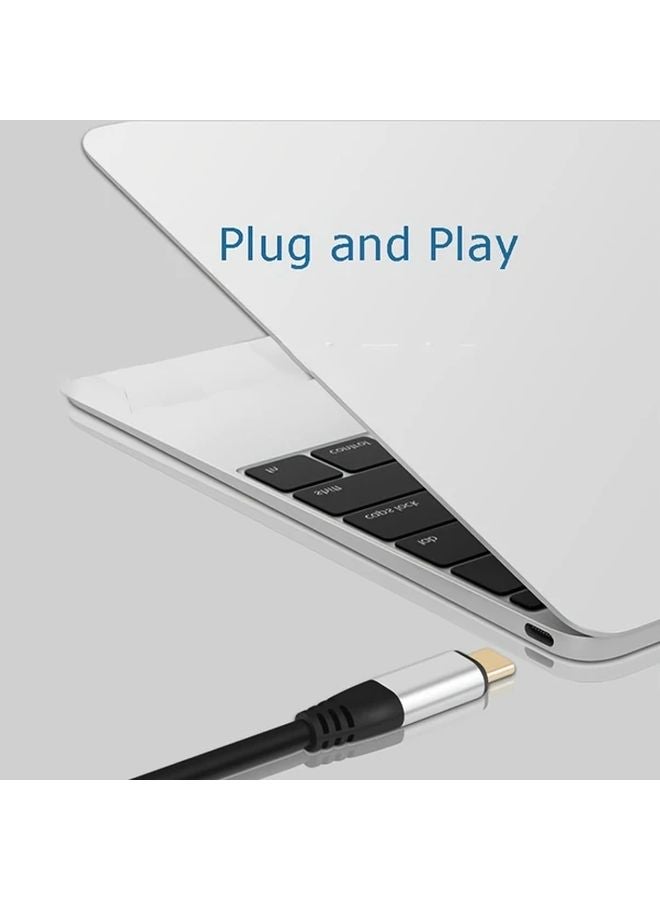 محول USB-C إلى VGA أسود فضي سريع 3 أقدام كابل محول فيديو عالي السرعة - Image 3