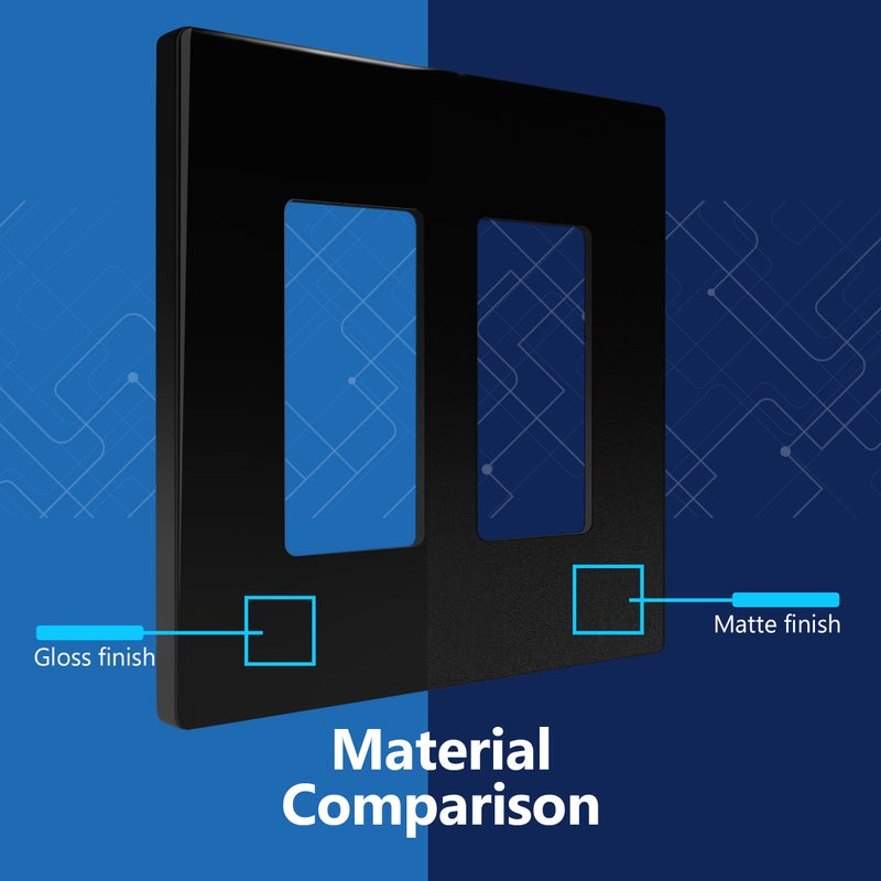 LIDER Matte Finish Double Decorator Switch Cover, Screwless Wall Plate, Mid-Size 2-Gang 4.88" x 4.92", Polycarbonate Thermoplastic, UL Listed, LSWP-32M-BK, Black - Image 4