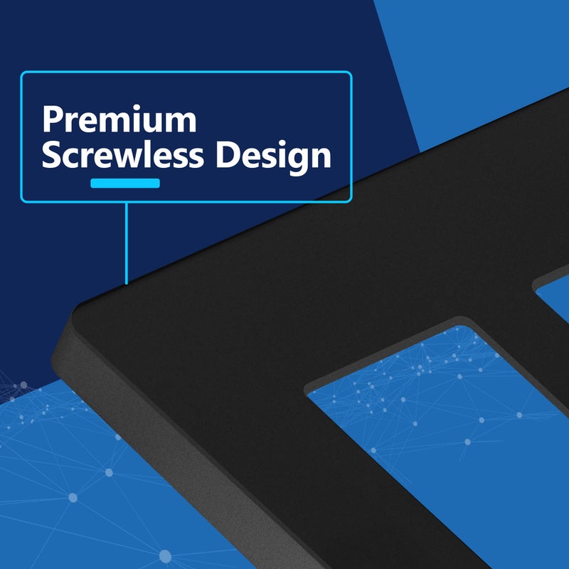 LIDER Matte Finish Double Decorator Switch Cover, Screwless Wall Plate, Mid-Size 2-Gang 4.88" x 4.92", Polycarbonate Thermoplastic, UL Listed, LSWP-32M-BK, Black - Image 2