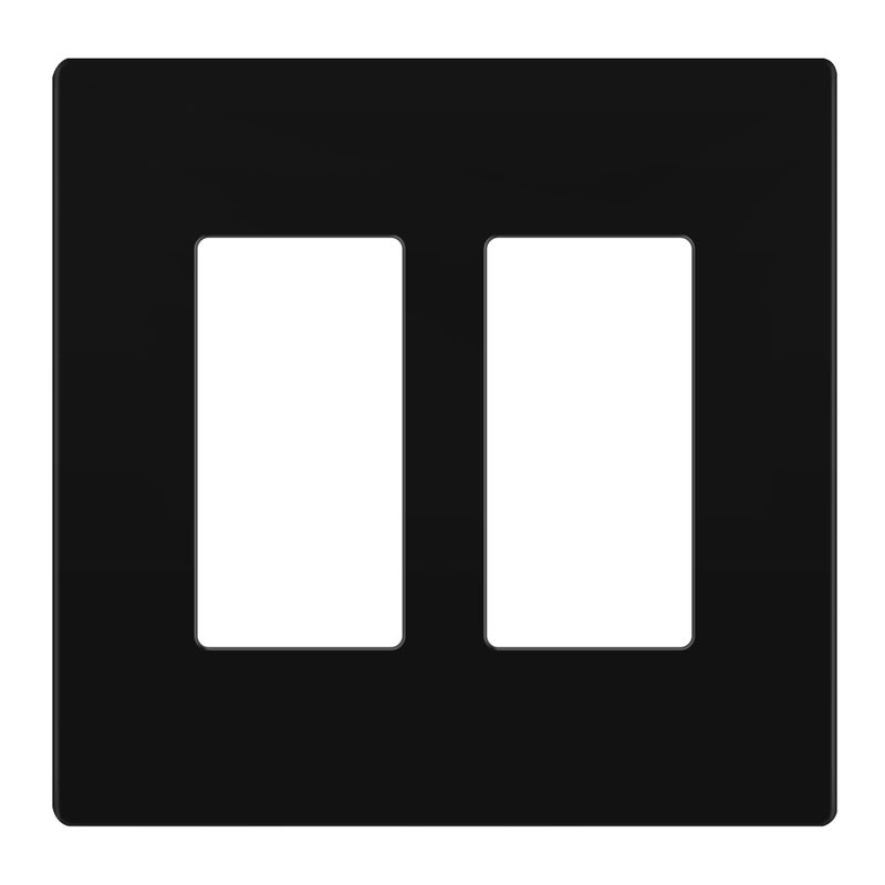 LIDER Matte Finish Double Decorator Switch Cover, Screwless Wall Plate, Mid-Size 2-Gang 4.88" x 4.92", Polycarbonate Thermoplastic, UL Listed, LSWP-32M-BK, Black - Image 1