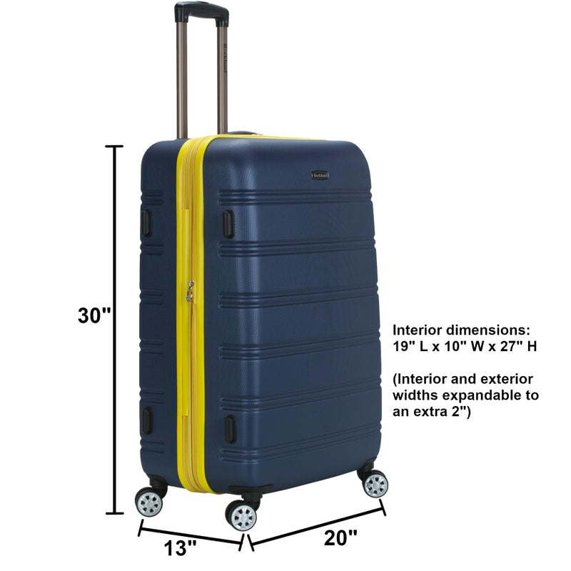 Rockland Melbourne Hardside Expandable Spinner Wheel Luggage, Turquoise/Aqua, Checked-Large 28-Inch - Image 3