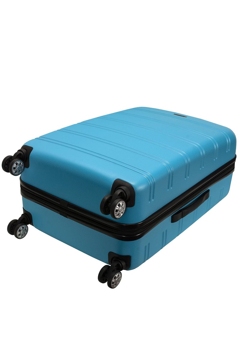 Rockland Melbourne Hardside Expandable Spinner Wheel Luggage, Turquoise/Aqua, Checked-Large 28-Inch - Image 2