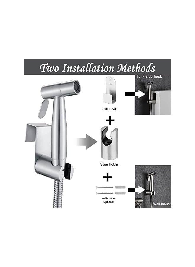 The Bros Handheld Shattaf Set, The Bros Stainless Steel Brushed Toilet Shattaf Baby Cloth Diaper Wash Shower Sprayer Head, for Flush Toilet, Pet Bath, Washing Car, Personal Hygiene - Image 3