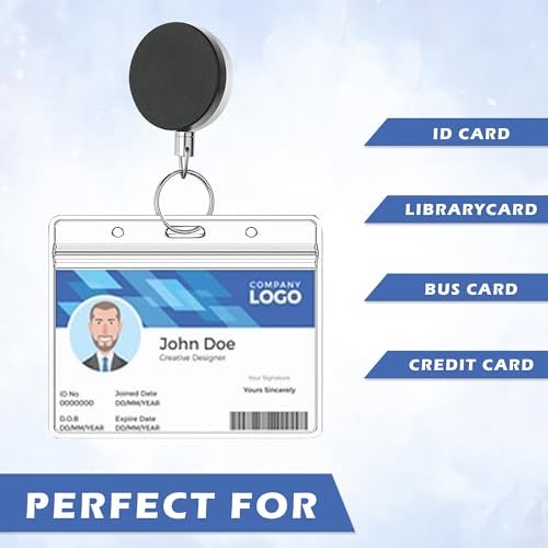 GLUN® Pack of 2 Metal Badge Id Card Holders with Horizontal Silicon Card Holder for Office Employee and Staff Retractable YOYO Badge Reel Steel and Black Lanyard for Id Cards - Image 5