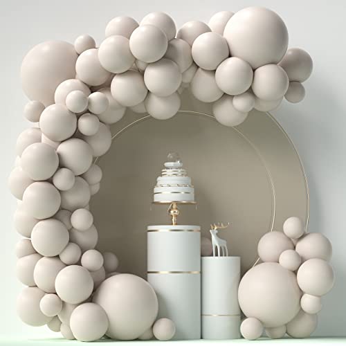LYVEEF White Sand Balloons 84 pcs Sand White Balloons Garland Arch Kit 5 inch 12 inch 18 inch For Happy Birthday Baby Shower Decorations Wedding - Image 1