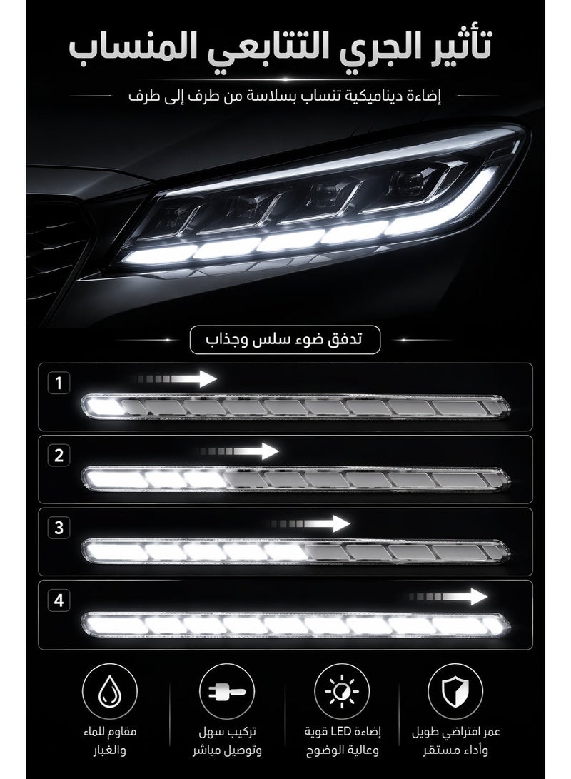 GROWPAL 34CM Flowing LED Light Strip 12V Sequential & Strobe Flexible Guide Light Bar 2-Wire Car Decorative Strip for Dashboard Grille Door Interior Exterior - Image 4