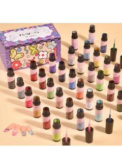 KADS KADS Gel Polish Liner Nail Art Set, 32 Colors Reflective Glitter Pink Red Blue Green Silver Gel Polish Soak Off UV Built Thin Brush in Bottle Nail Design Polish Rainbow Nails 
