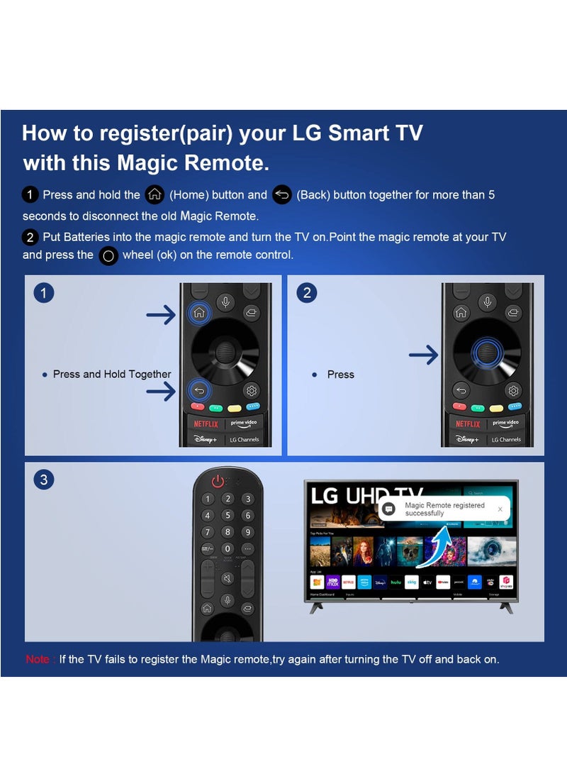 Magic Remote Control for LG Smart TV with Pointer and Voice Function Replacement Remote Control for AKB76039902 Voice Remote for Most LG Smart TVs UHD OLED QNED NanoCell 4K 8K Series  - Image 5