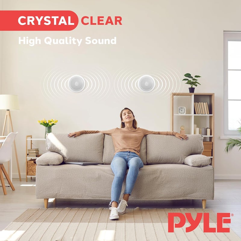 Pyle 6.5'' In-Wall/In-Ceiling Midbass Speakers (Pair) - 2-Way Woofer Speaker System Directable 1” Titanium Dome Tweeter Flush Mount Design w/ 65Hz - 22kHz Frequency Response 250 Watts Peak - PDIC60 - Image 3