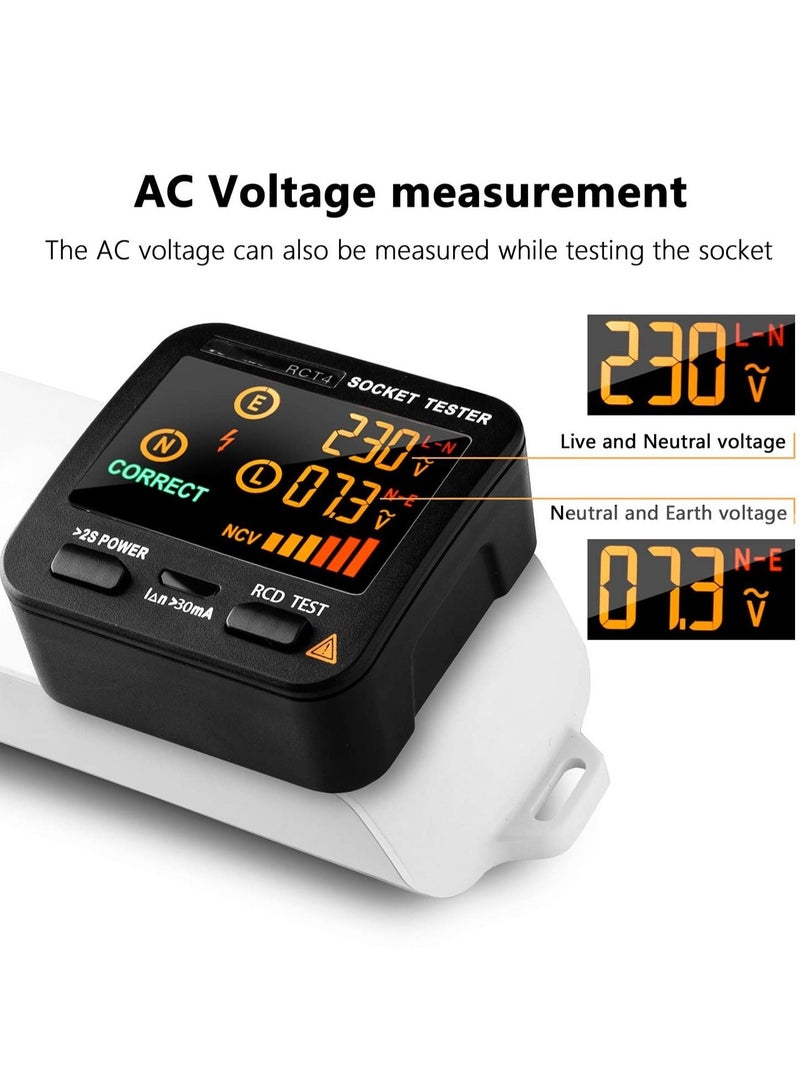 Outlet Tester EBTN LCD with Voltage Display RCD Receptacle Socket Circuit Analyzer Polarity Detector Leakage Electricity Line Fault Checker 8 Visual Indications