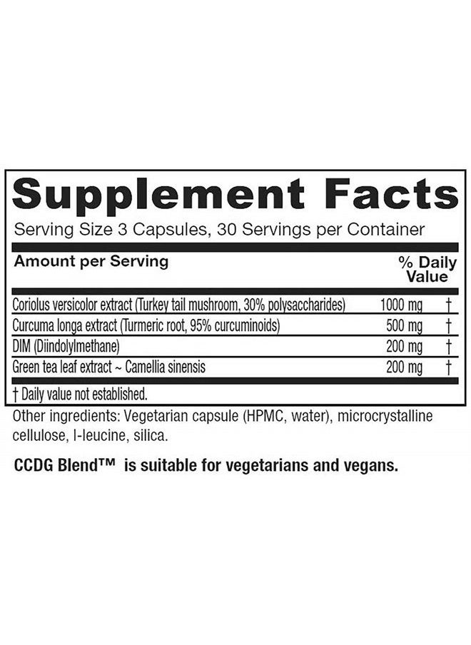 Vitanica - CCDG Blend, Immune Support, DIM Supplement 200mg, Turkey Tail Mushroom, Turmeric, Green Tea, Vegan, 90 Capsules - Image 1