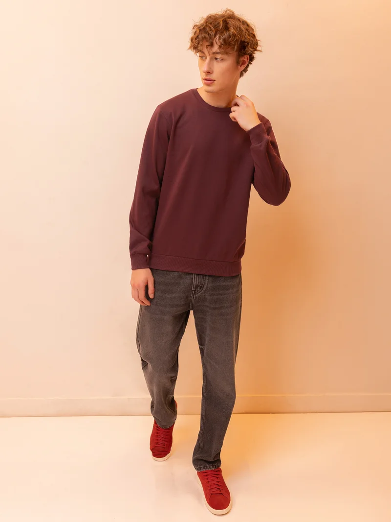 بيونغ سويت شيرت سادة بني