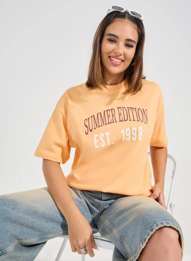 ستايلي Oversized Summer Edition Print Dropped Shoulder T-Shirt