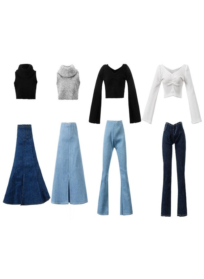 Bencailor 8 Pieces Summer Doll Clothes for 11.8 Inch Doll Accessories Sweaters Denim Pant Regular Outfit Clothing for Gift(Vibrant Color) - Image 1