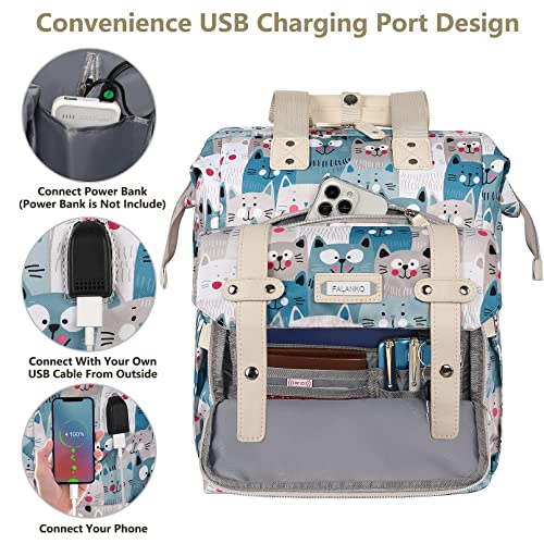 FALANKO Laptop Backpack for Women,Teacher Doctor Nurse Work Purse Bag for 15.6 Inch Laptop,Cute Cartoon Pattern backpack With USB Charging Port RFID Anti Theft Pocket, Large Travel Bookbag for Women - Image 3
