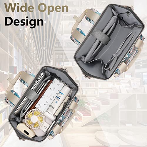 FALANKO Laptop Backpack for Women,Teacher Doctor Nurse Work Purse Bag for 15.6 Inch Laptop,Cute Cartoon Pattern backpack With USB Charging Port RFID Anti Theft Pocket, Large Travel Bookbag for Women - Image 2
