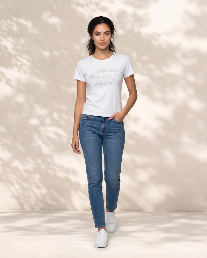 Redtag Women White Printed T-Shirt