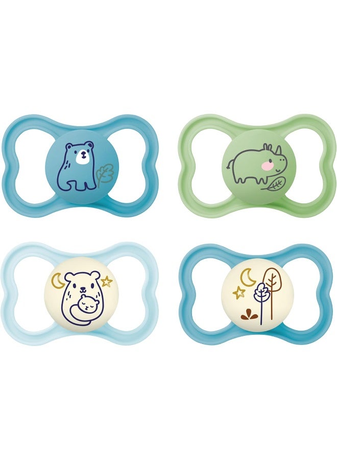 MAM Air Day & Night Baby Pacifier, for Sensitive Skin, Glows in The Dark, 16+ Months, Baby Boy, 4 Count - Image 1