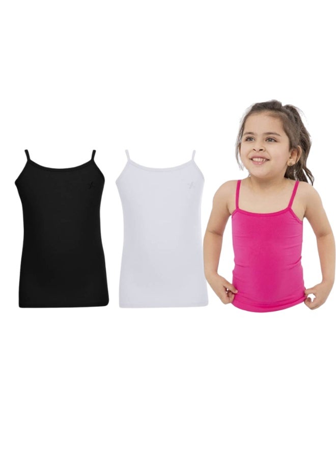 Set of 3 girls' stretchy Lycra spaghetti-strap T-shirts - TS 320