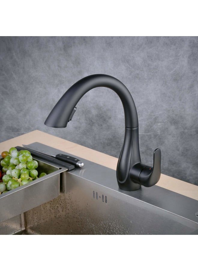 Beelee Kitchen Sink Faucets with 360 ° Rotation Pull Out Swivel Spout,Single Handle Mixer Kitchen Faucets with 2-Function Sprayer, Black,BLSS1749B - Image 3