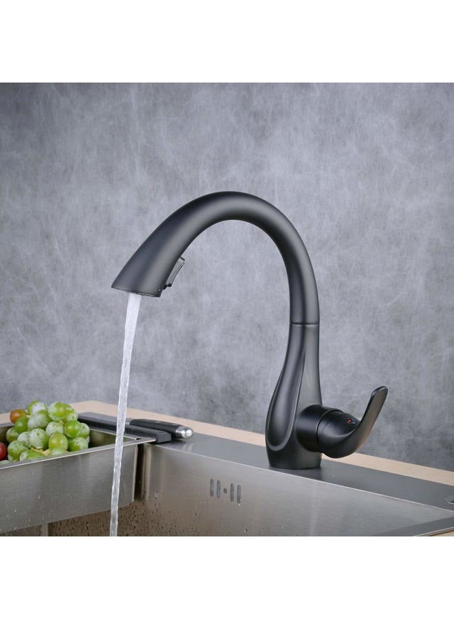 Beelee Kitchen Sink Faucets with 360 ° Rotation Pull Out Swivel Spout,Single Handle Mixer Kitchen Faucets with 2-Function Sprayer, Black,BLSS1749B - Image 1