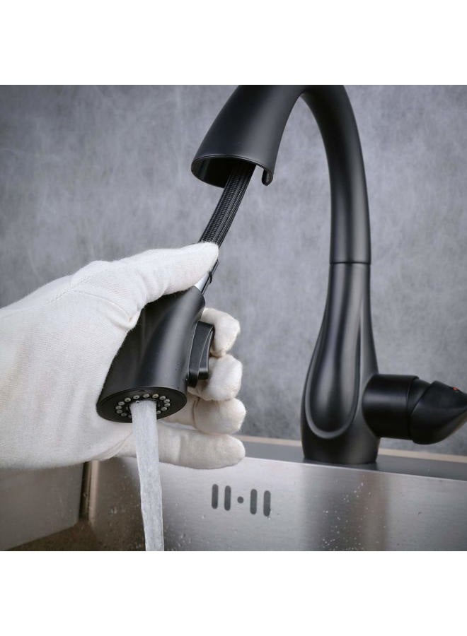 Beelee Kitchen Sink Faucets with 360 ° Rotation Pull Out Swivel Spout,Single Handle Mixer Kitchen Faucets with 2-Function Sprayer, Black,BLSS1749B - Image 5
