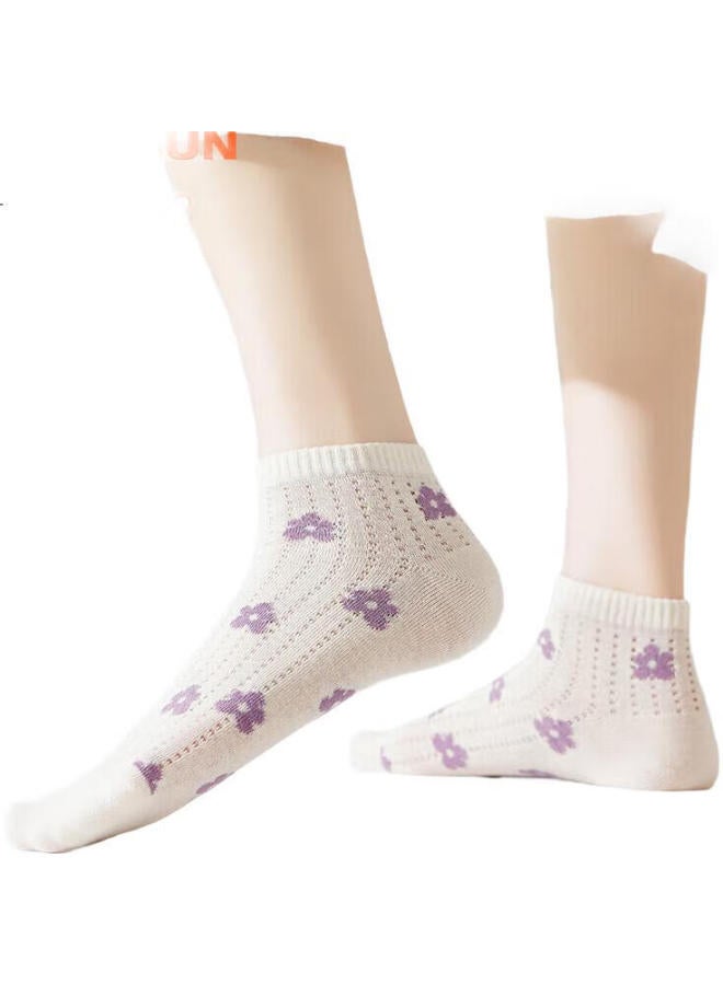 Your Sun Yiershuang [Antibacterial And Odor-Resistant] Women'S Socks, Summer Mesh Socks, Sweat-Absorbing, Casual, Versatile Sports Short Socks, 5 Pairs - Image 3