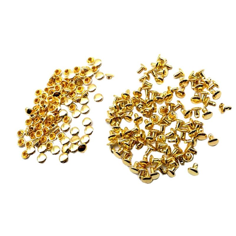 Nimida ® Double Cap Rivets | Brass | Small Size-5 mm | Golden | for DIY Leather Craft | Pack of 100 Pairs - Image 3