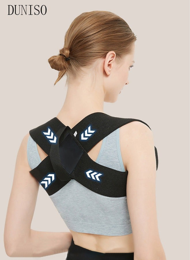 DUNISO Back Correction Strap, Adjustable Posture Corrector Spine Straightener for Relief of Neck Shoulder Pain Develop Good Seated Standing for Men Women Elderly Teens - Image 2