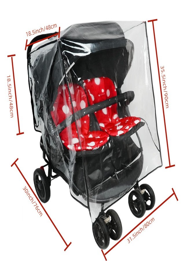 Ezkindheit Double Stroller Rain Cover - Universal Fit Weather Shield for Side by Side Baby Stroller, Waterproof Windproof Jogger Stroller Cover for Rain, Snow & Dust Protection - Baby Outdoor Travel Essential - Image 2