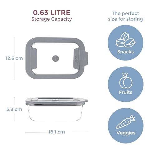 Kilner Fresh Storage 063 Litre Airtight Glass Container Durable Leakproof Lid with Vacuum Seal for Food Storage Leftovers Snacks Meal Prep Batch Cooking - Image 3