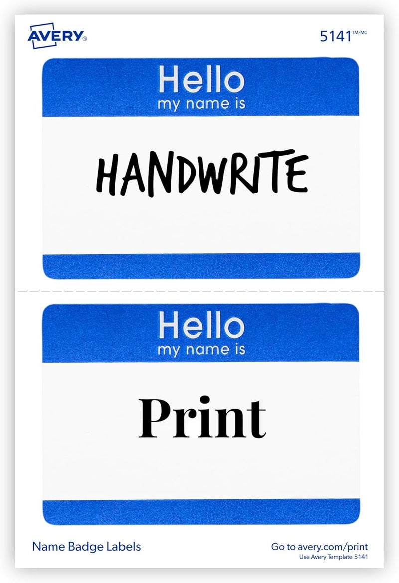 AVERY Hello My Name is Name Tags, White with Blue Border, 100 Removable Name Badges (05141) - Image 5