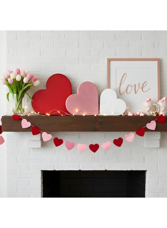 Rmeosye Valentine's Day Wooden Heart Decorations, 3pcs Red, Pink & White Distressed Farmhouse Hearts, Rustic Valentine's Tabletop Decor for Home, Tiered Tray, Mantel, Fireplace, Shelf, or Office - Image 4