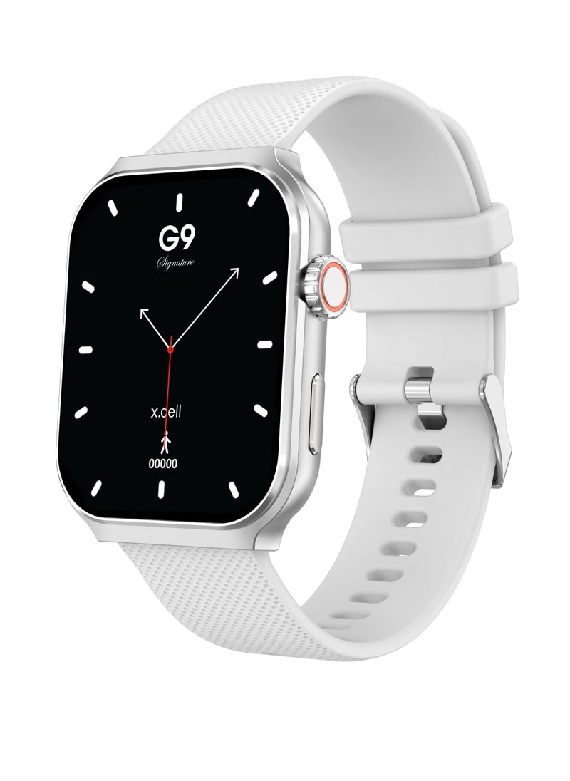 X.Cell - G9 Signature Unisex Smart Watch, 2.01” HD Display with IP67 Water Proof, Fitness Tracker with 107 Workout Options, 7+ Days Battery with Wireless Charging, Compatible with iOS & Android - White - Image 1