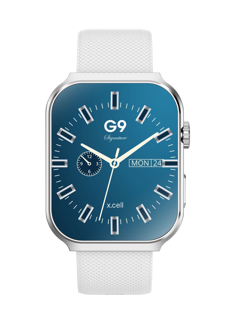X.Cell - G9 Signature Unisex Smart Watch, 2.01” HD Display with IP67 Water Proof, Fitness Tracker with 107 Workout Options, 7+ Days Battery with Wireless Charging, Compatible with iOS & Android - White - Image 1