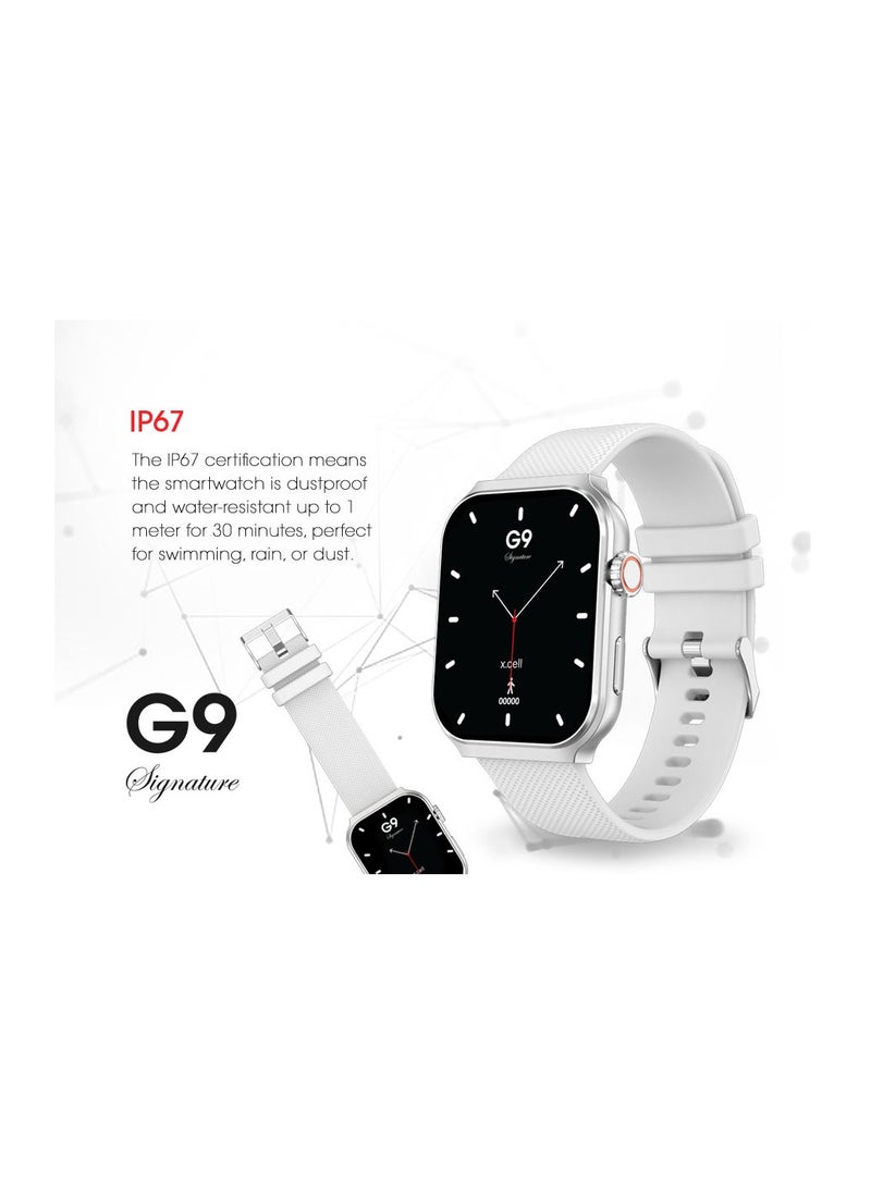 X.Cell - G9 Signature Unisex Smart Watch, 2.01” HD Display with IP67 Water Proof, Fitness Tracker with 107 Workout Options, 7+ Days Battery with Wireless Charging, Compatible with iOS & Android - White - Image 1