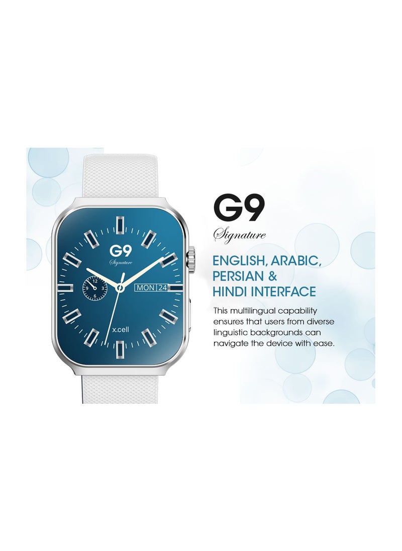 X.Cell - G9 Signature Unisex Smart Watch, 2.01” HD Display with IP67 Water Proof, Fitness Tracker with 107 Workout Options, 7+ Days Battery with Wireless Charging, Compatible with iOS & Android - White - Image 1