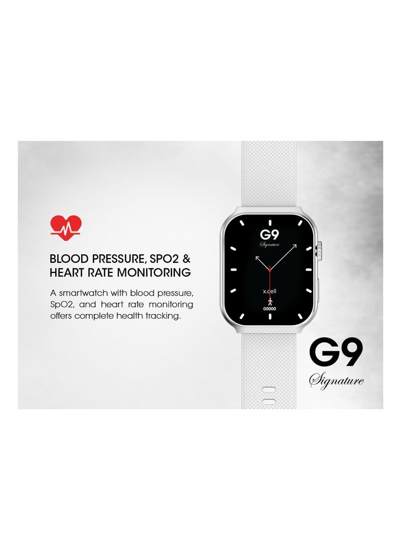 X.Cell - G9 Signature Unisex Smart Watch, 2.01” HD Display with IP67 Water Proof, Fitness Tracker with 107 Workout Options, 7+ Days Battery with Wireless Charging, Compatible with iOS & Android - White - Image 1