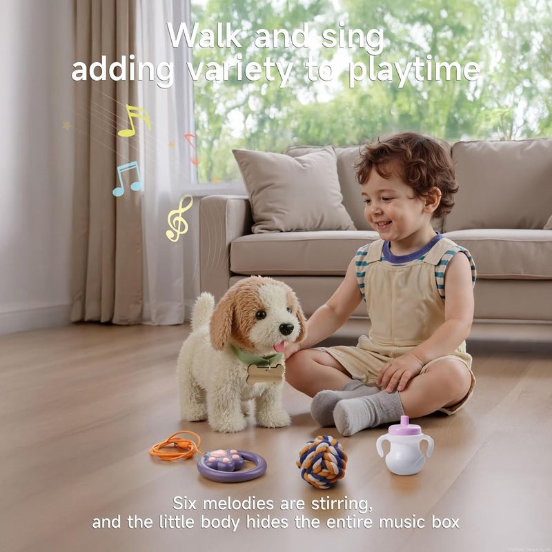 Walking Dog Toy for Kids - Interactive Plush Electronic Puppy with Accessories - Image 3